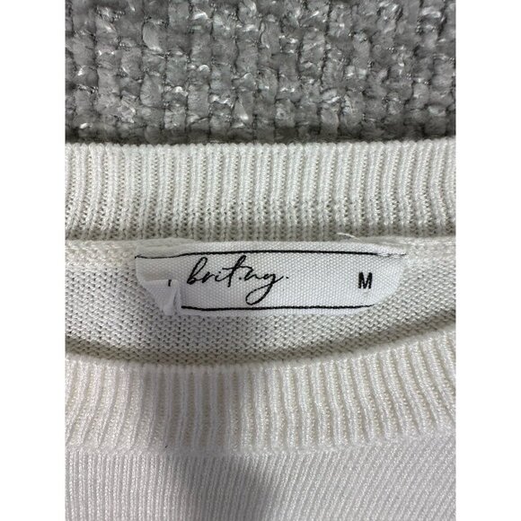 Brit Ny Sweater Womens Medium Cream‎ Black Love Cashmere Blend - Picture 4 of 10